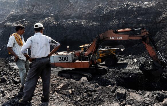 Workers at a coal mine in India.