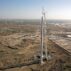 Aerial view of wind turbine construction, India.