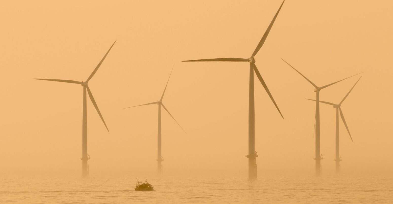 Offshore windfarm on the north east coast of England, UK.